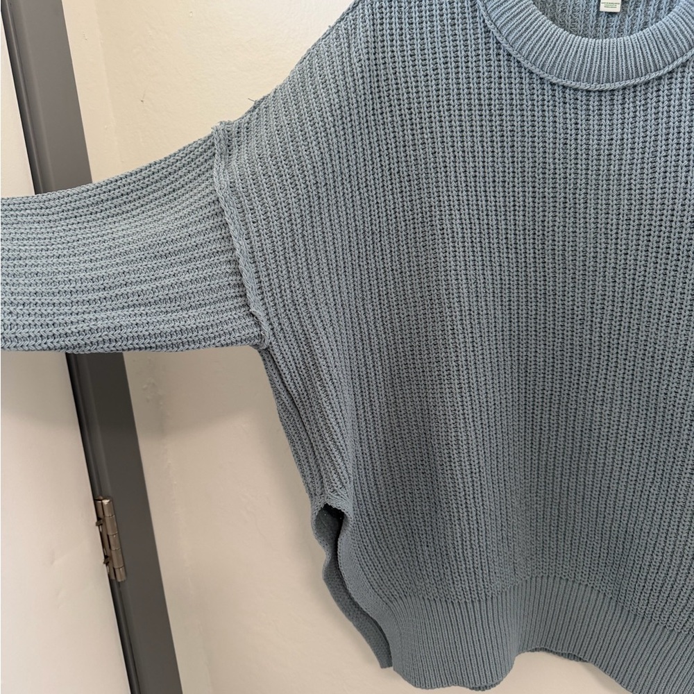 Aerie Oversized Blue Knit Sweater Slouchy Cozy Medium - Picture 3 of 12